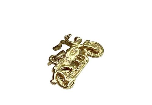 Vintage 14k Yellow Gold Handcrafted Motorcycle Small Charm Pendant