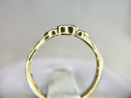 Vintage 10k Yellow Gold Round Single Cut Diamond Small Heart Shape Cluster Ring