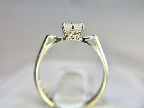 Vintage 10k Yellow Gold Natural Round Rustic Diamond Solitaire Engagement Ring