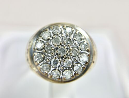 Vintage 10k Yellow Gold Natural Round Diamond Circle Filigree Cocktail Ring