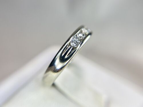 14k White Gold Natural Round Diamond Designer Forever Channel Wedding Band Ring