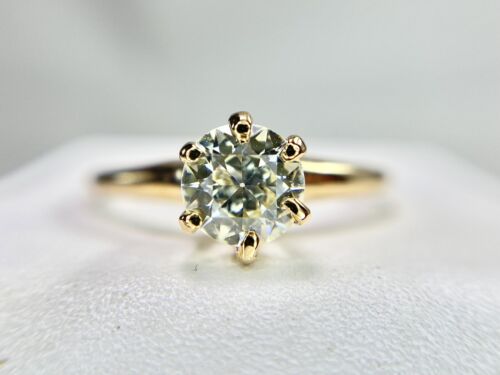 Victorian 10k Yellow Gold Old European Natural Diamond Solitaire Engagement Ring