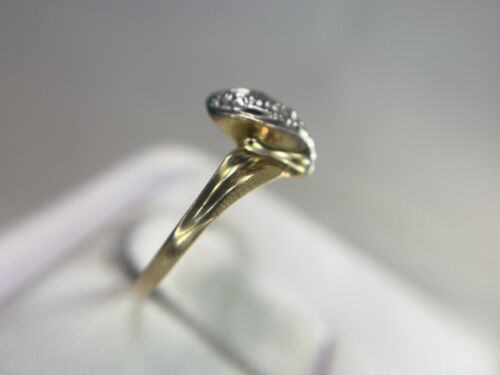 Estate 10k Yellow Gold Signed Natural Round Single Cut Diamond Small Ring