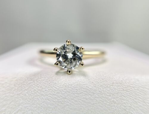 Vintage 10k Yellow Gold Natural Round Diamond Solitaire Engagement Ring