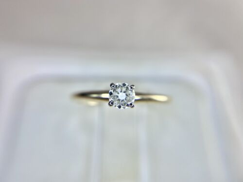 Vintage 14k Yellow Gold Round Natural Diamond Small Solitaire Engagement Ring