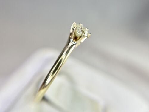 Vintage 14k Yellow Gold Round Natural Diamond Small Solitaire Engagement Ring