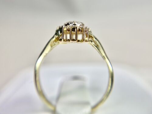 Vintage 14k Yellow Gold Handcrafted Round Natural Diamond Cluster Ring