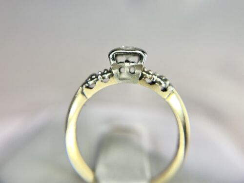 Vintage 14k Yellow Gold Natural Round Diamond Small Engagement Ring 1/5 TCW