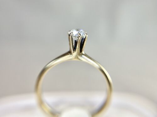 Victorian 10k Yellow Gold Old European Diamond Solitaire Small Engagement Ring