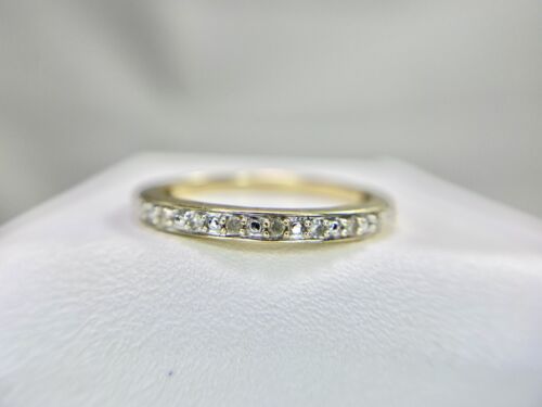 Vintage 10k Yellow Gold Natural Round Diamond Wedding Band Stack Ring