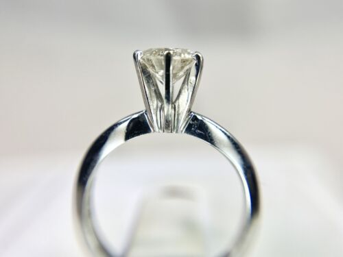 Vintage Platinum Natural Round Brilliant Diamond Solitaire Engagement Ring