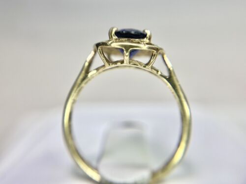 Vintage 10k Yellow Gold Pear Shape Blue Sapphire Solitaire Filigree Ring