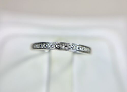 10k White Gold Designer Natural Round Diamond Small Wedding Band Stack Ring