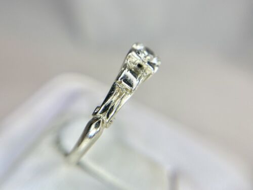 Vintage Art Deco 14k White Gold Round Old European Diamond Engagement Ring 1/3 