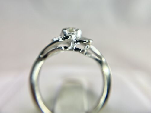 Vintage 14k White Gold Natural Round Brilliant Diamond By-Pass Engagement Ring