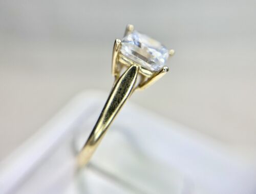 10k Yellow Gold Swarovski Zirconia Princess Cut Solitaire Engagement Ring