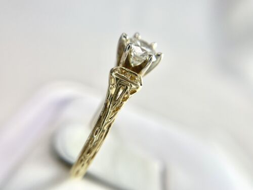 Vintage Art Deco 14k Yellow Gold Natural Round Diamond Solitaire Engagement Ring