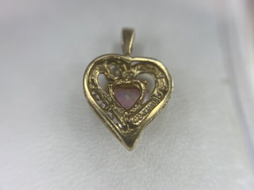 Estate 10k Yellow Gold Heart Shape Opalite Pendant