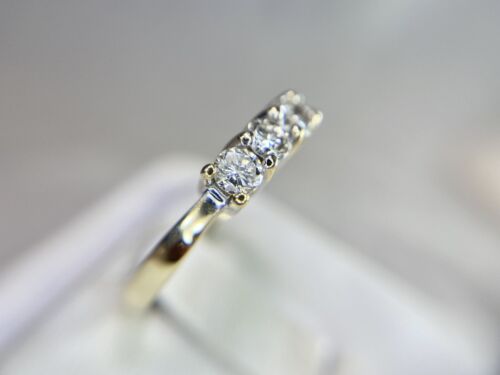 14k Yellow Gold Round Brilliant Natural Diamond 5 Stone Wedding Band Ring