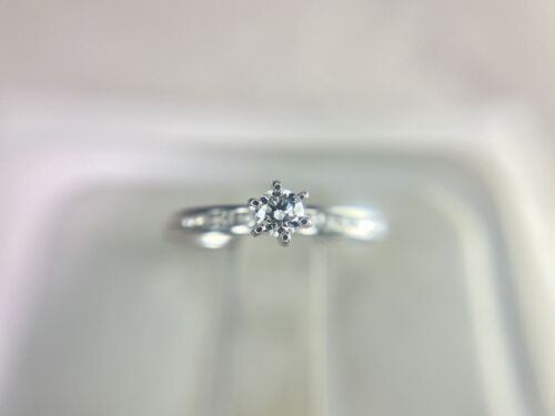 10k White Gold Natural Round Brilliant Diamond Classic Engagement Ring 1/5 TCW