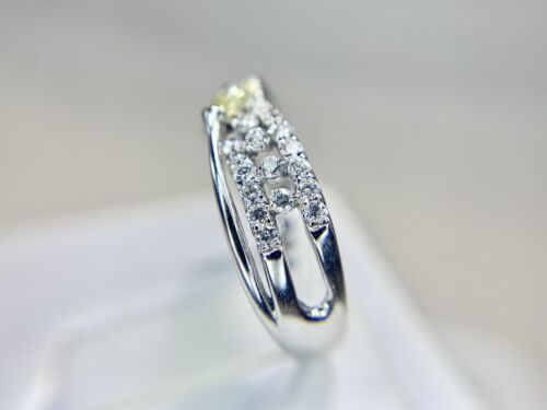 18k White Gold Yellow Color Pear Shape Round Natural Diamond Statement Ring