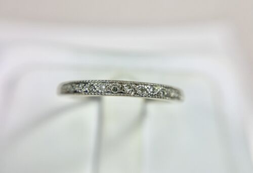 10k White Gold Designer Natural Round Diamond Small Wedding Band Stack Ring