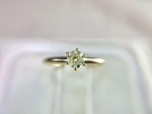 Vintage 14k Yellow Gold Round Natural Diamond Small Solitaire Engagement Ring