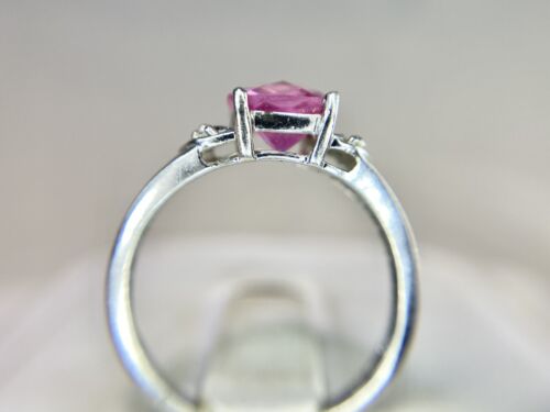 Vintage 10k White Gold Cushion Checkerboard Pink Topaz Round Diamond Ring