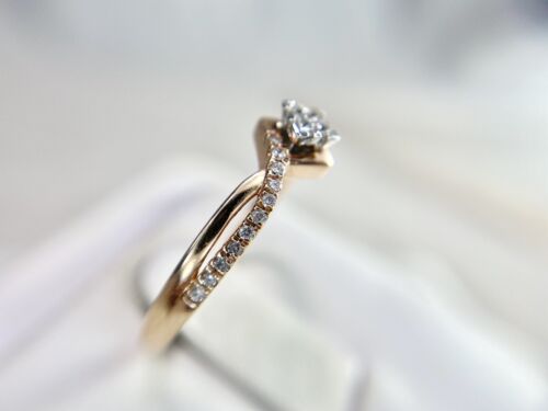 10k Rose Gold Designer Princess Cut Round Diamond Small Engagement Ring