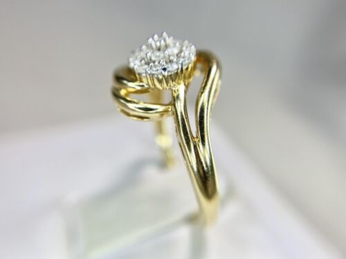 10k Yellow Gold Designer Natural Round Brilliant Diamond Pave By-Pass Ring