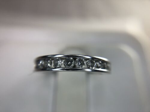 10k White Gold Round Brilliant Natural Diamond Channel Set Wedding Band Ring 