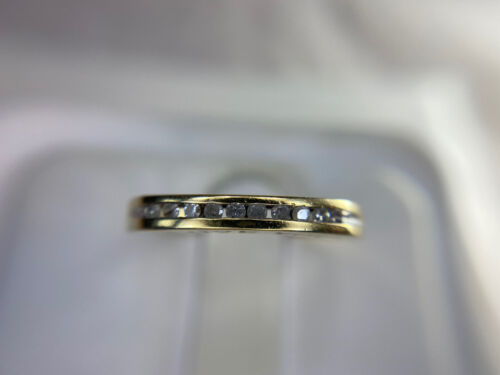 Estate 10k Yellow Gold Natural Round Diamond Channel Set I Love You Ring 1/5 ct