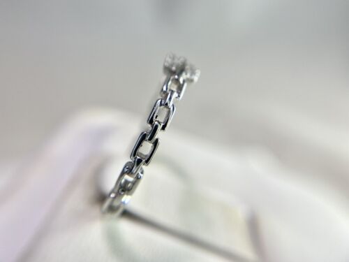 14k White Gold Designer Venetti Natural Round Diamond Chain Link Square Ring