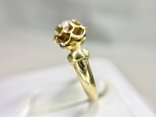 Vintage Art Deco 18k Yellow Gold Natural Old European Diamond Solitaire Ring