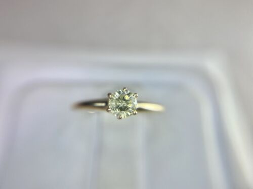 Vintage 14k Yellow Gold Round Natural Diamond Small Solitaire Engagement Ring