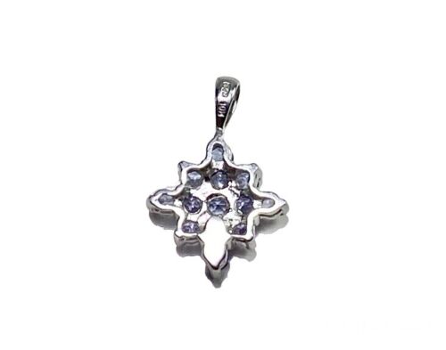 Vintage 10k White Gold Round Light Purple Tanzanite Cluster Pendant