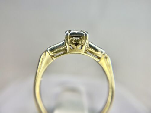 Art Deco 14k Yellow Gold Old European Natural Diamond Engagement Ring 1/3 ct