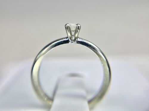 14k White Gold Natural Round Brilliant Diamond Small Solitaire Engagement Ring