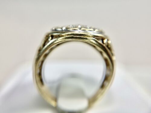 Vintage 10k Yellow Gold Natural Round Diamond Circle Filigree Cocktail Ring