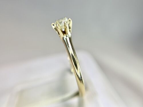 Vintage 14k Yellow Gold Round Natural Diamond Small Solitaire Engagement Ring