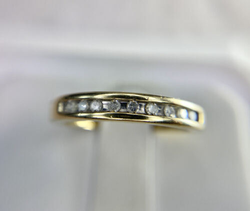 10k Yellow Gold Round Brilliant Diamond Channel Set Wedding Band Ring 