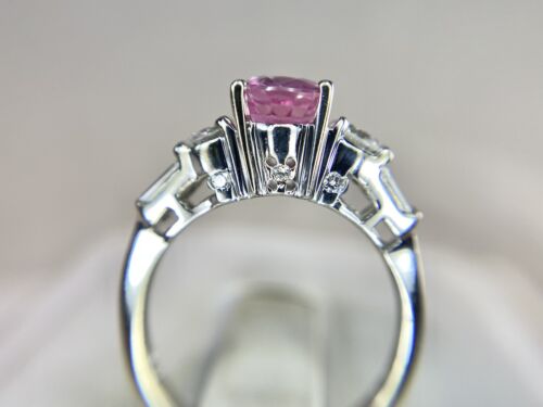 18k White Gold Le Vian Designer Natural Oval Pink Sapphire Round Diamond Ring