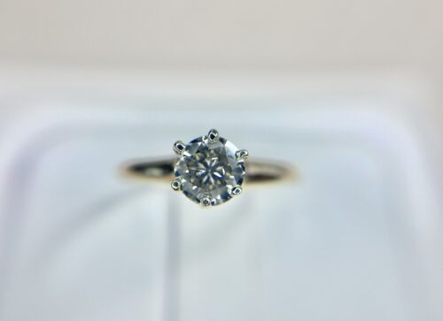 Vintage Antique 14k Yellow Gold Natural Round Diamond Solitaire Engagement Ring