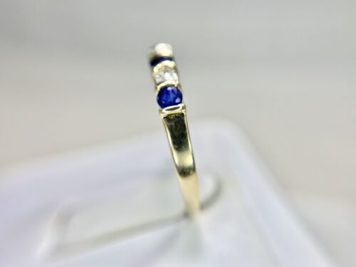 Vintage 14k Yellow Gold Effy Natural Round Blue Blue Sapphire Wedding Band Ring