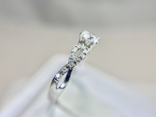 Vintage 10k White Gold Signed Natural Round Brilliant Diamond Engagement Ring