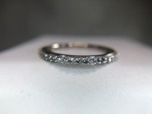 14k White Gold Round Single Cut Diamond Wedding Band Stack Ring 1/4 ct