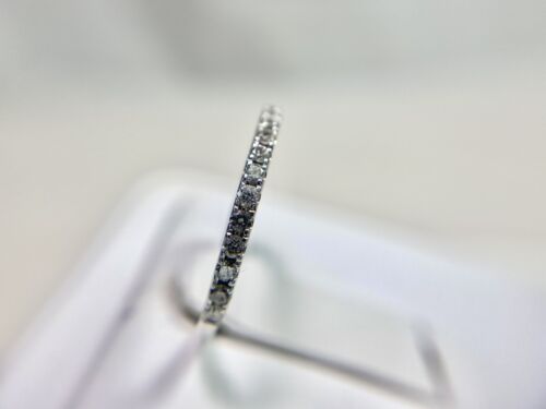 14k White Gold Natural Round Brilliant Diamond Stackable Wedding Band Ring