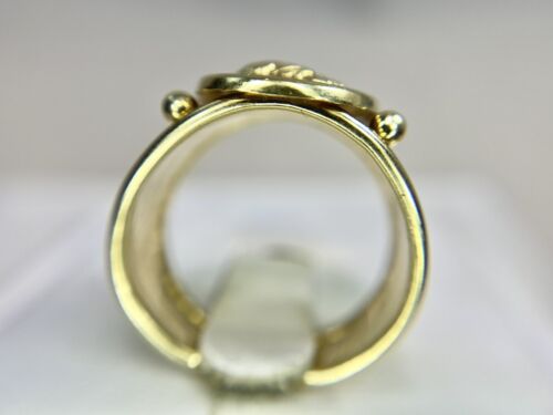 Vintage 14k Yellow Gold Designer Signed Italy Roman Woman Open Style Ring