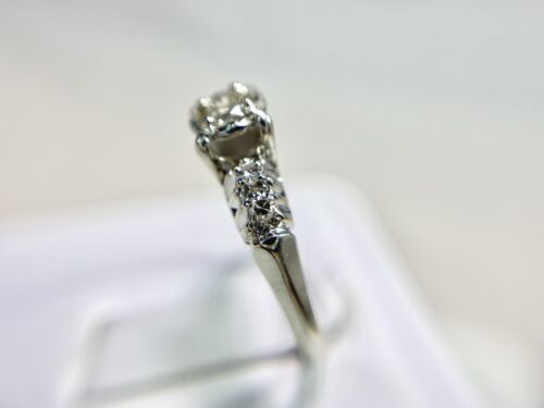 Vintage 14k White Gold Natural Round Brilliant Diamond Engagement Ring 1/3 TCW