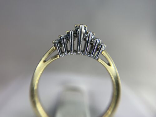 Vintage 10k Yellow Gold Natural Round Diamond Two Row Pyramid Ring 1/4 ct